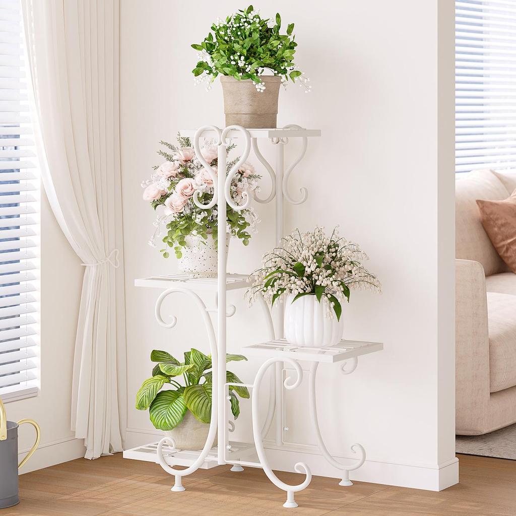 Multi-Tier Wrought Iron Plant Stand for Indoor & Outdoor Use