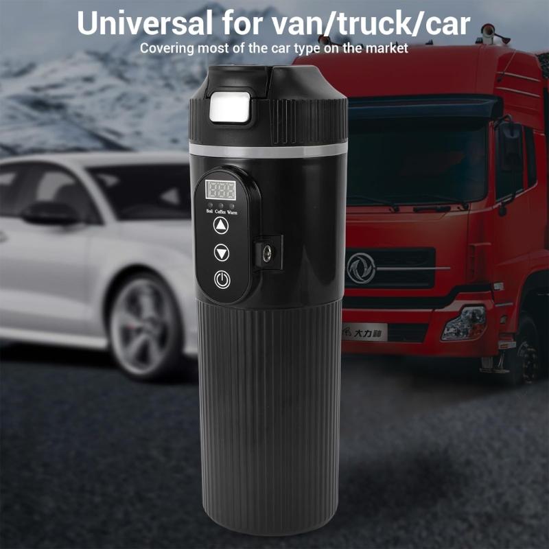 500ml Portable 304 Stainless Steel Car Heated Cup Auto Heating Coffee Mug With Temperature Display For Travel Camping Gi