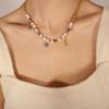 European-American Court Style Gold-Plated Titanium Necklace with Freshwater Pearls & Natural Stone Beads