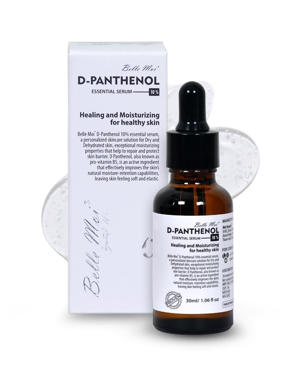 Belle Moi D-Panthenol Serum 10% - Pro Vitamin B5 Hydrating & Healing Face Serum for Dry, Sensitive, and Healthy Skin, 30 ml