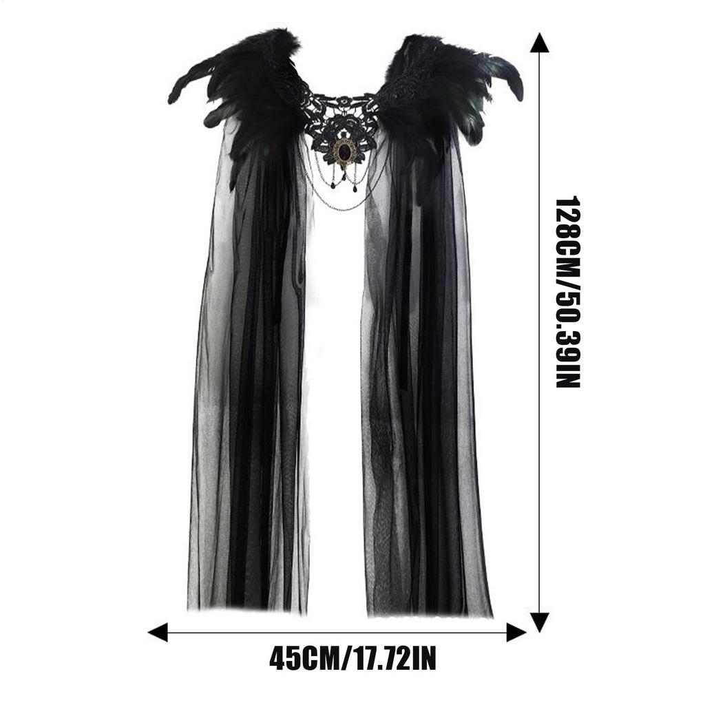 Feathers Cape For Women Gothic Cloak For Masquerade Retro Cosplay Cloak For Women Ladies Event Organizers Stage Performance