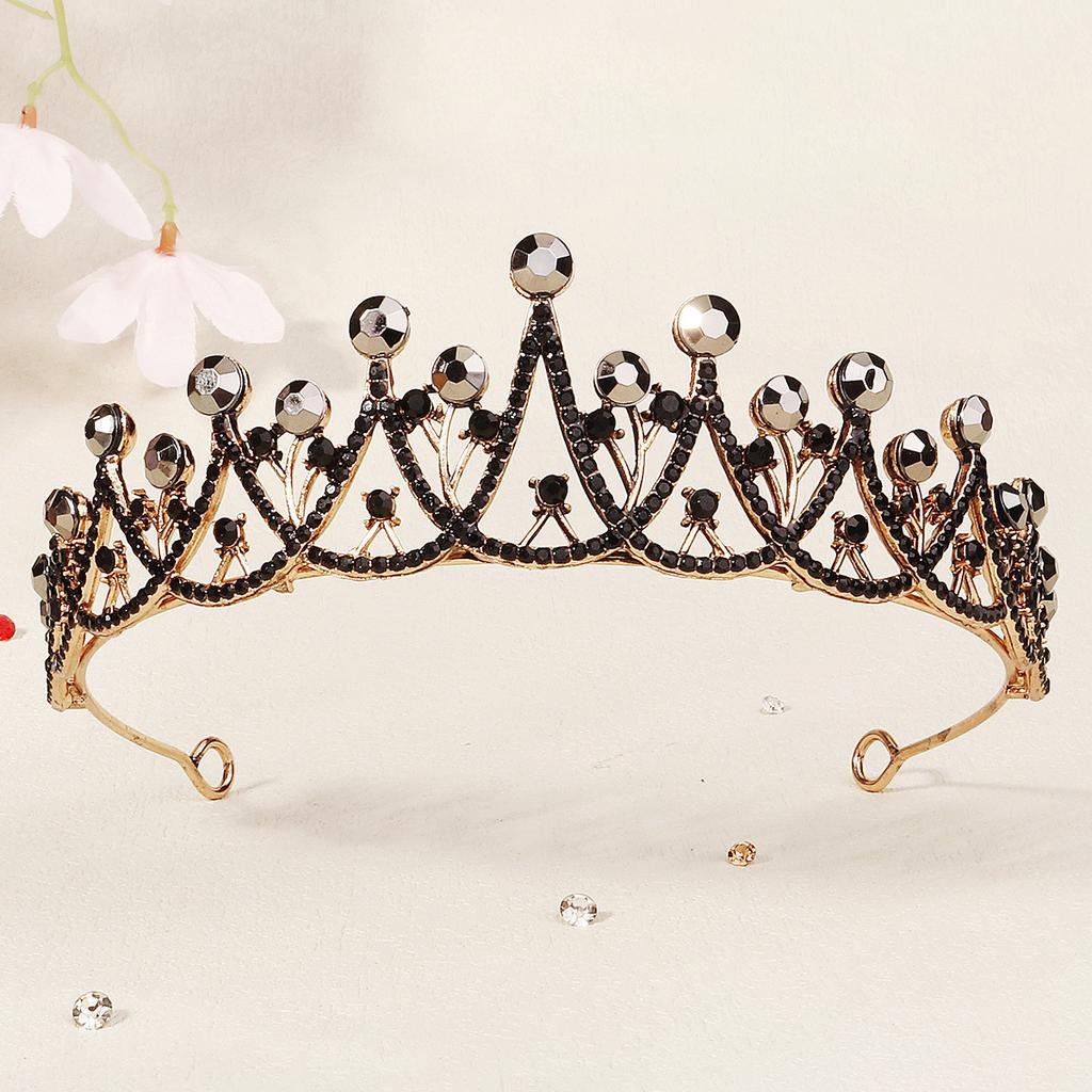 Halloween Jewelry Rhinestone Alloy Crown Holiday Party Dance Dress Headdress High-end Black Crown