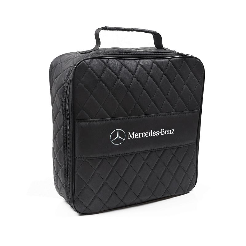 MEA4 Car Charger Leather Storage Pouch Waterproof Wear Resistant Cable Organizer Pouch For Mercedes-Benz GLC X253 X254 C-Class W205