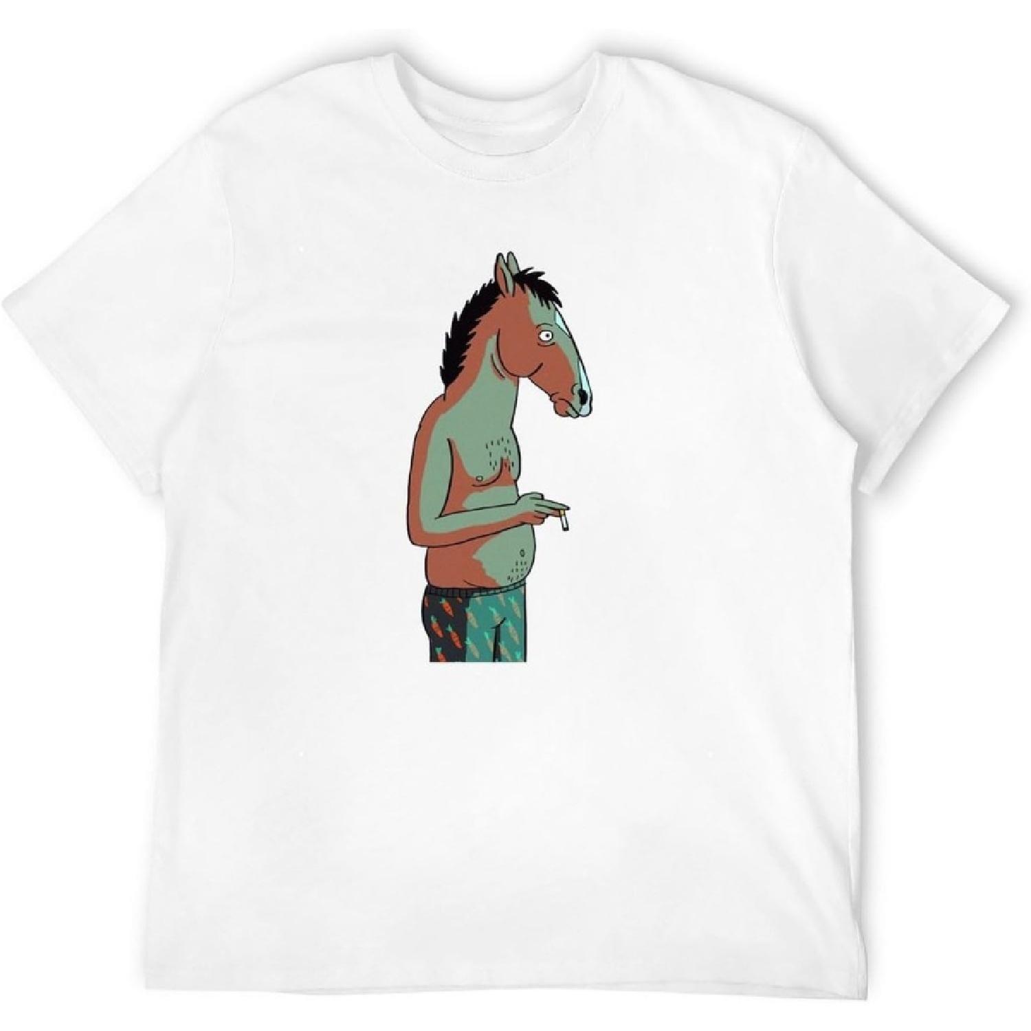 BoJack Horseman Smoking Art Series Funny Top Men T Shirt T-Shirt White S