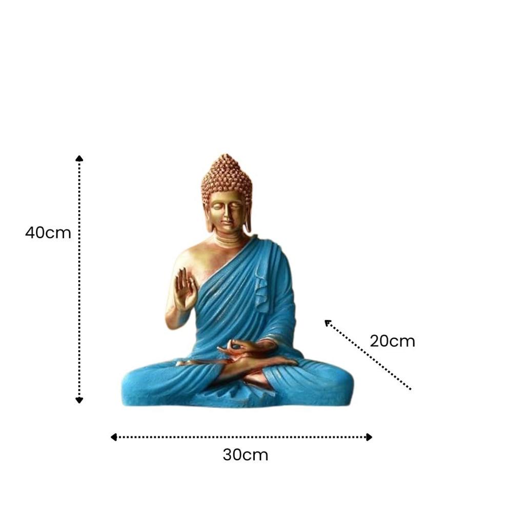 New Sitting Buddha Statue for Home & Office Decor, Marble Dust Idol Statue of Resin 15 Inch