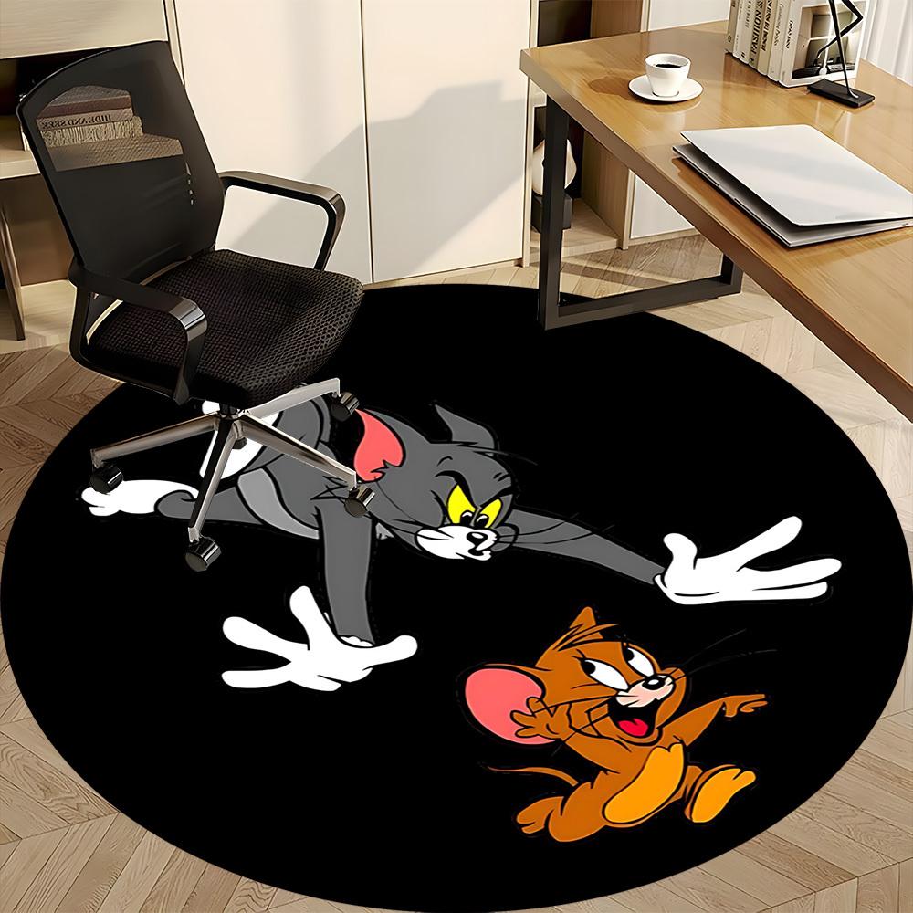 1pz Tappeto Rotondo Tom & Jerry per Ufficio, Sotto Sedie da Ufficio Camera da Letto Soggiorno Decorazioni per la Casa a1016102