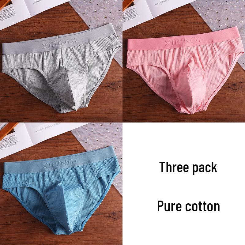 Men's Breathable Low-Waist Triangle Briefs with U-Pouch - Plus Size Available.