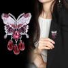 Women Brooch, Butterfly Tassel Pin with Multi-Color Rhinestones Inlay, Gradient Enamel Wings Badge for Decorative Jewelry Accessory