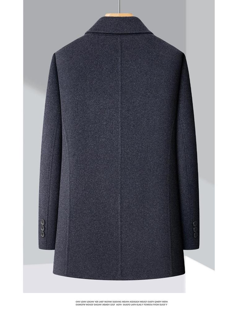Brand Men's Double-Faced Wool Overcoat - Autumn/Winter 2025, No-Iron Lapel, Business Casual for Middle-Aged Dads