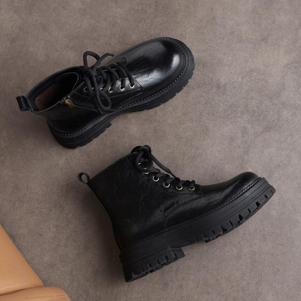 Fashion Boots Women Trends 2025 New Autumn and Winter Velvet Thick Heel Retro Pleated Locomotive Boots for Woman Winter Warmth