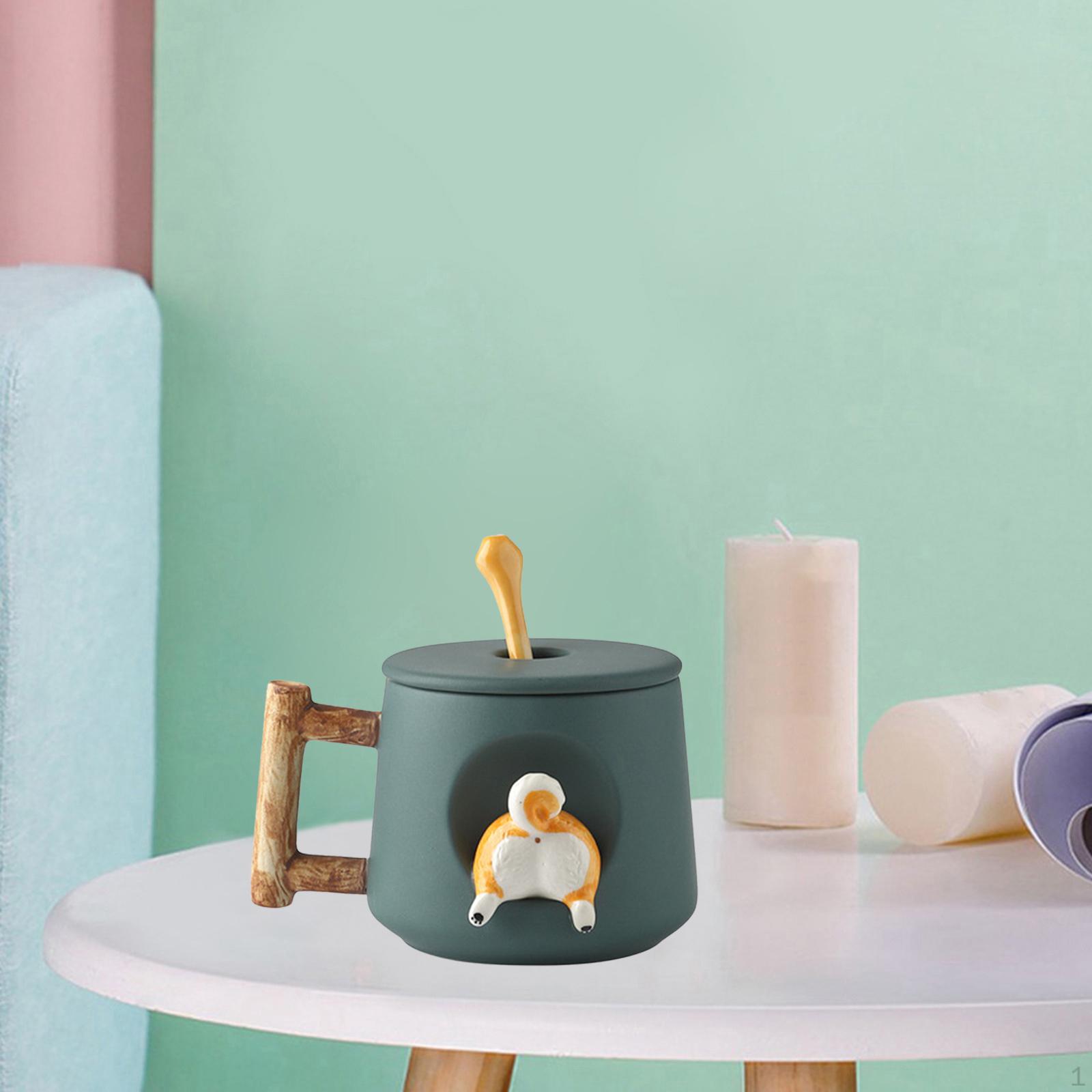 500ml Adorable Ceramic Mug with Lid and Spoon - Perfect for Beverages!