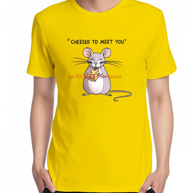 Unisex Adorable Mouse With Cheese Graphic Tshirt Cotton Summer Oneck Tee Shirt Print Top For Unisex And Unisex