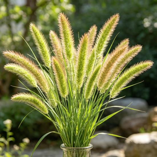 5Pcs Artificial Plants Foxtail Grass Decor Lifelike Faux Greenery Home Decoration for Living Room, Office, Patio Housewarming Gift