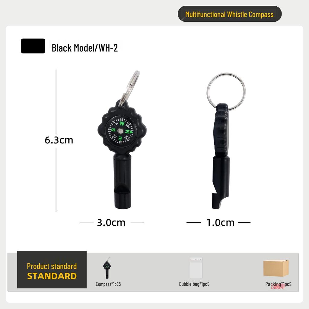 Multifunktionaler Outdoor-Kompass: 7-in-1 Studenten-Lehrhilfe mit Pfeife, LED-Licht und Thermometer.