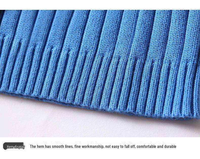 Herren Slim Fit Strickfleece-Pullover mit langem Umlegekragen