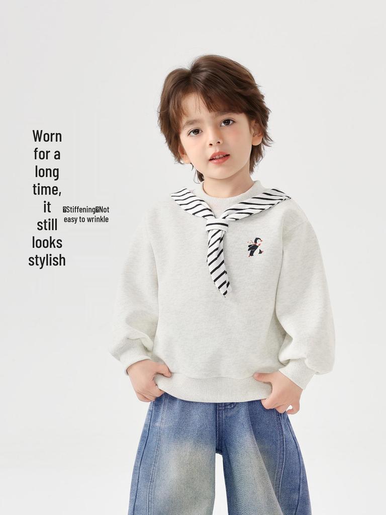 Right European Style Boys' Fake Two-Piece College Hoodie - 2026 Spring/Autumn Trendy Kids Clothing