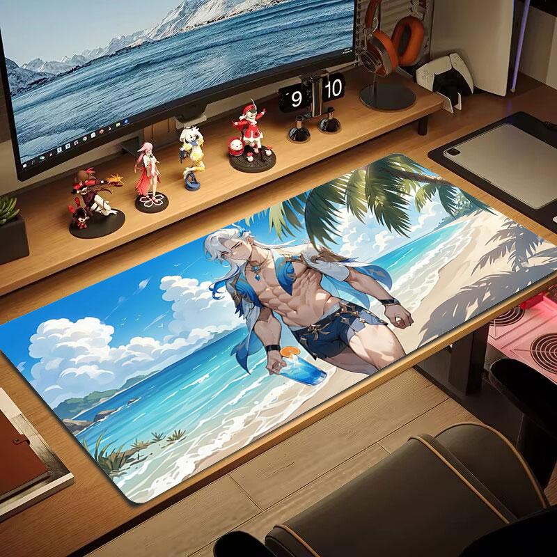 Beach Warrior Drink Large Size Mouse Pad Large Gaming Table Cushion Nonslip Laptop Tablet Big Mousepad Xxl Mat Mini Pc Playmat With Lock Edge