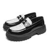 Men's Large Patent Leather Slip-On Loafers - Versatile Casual & Business Thick Sole Shoes