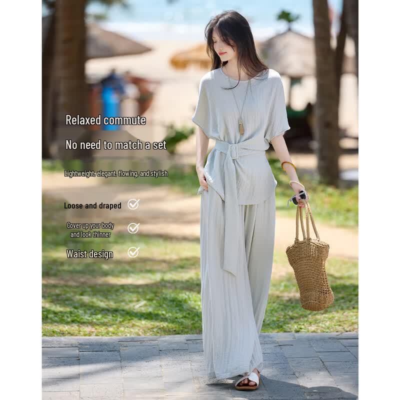 Women s Relaxed Textured Two-Piece Set L