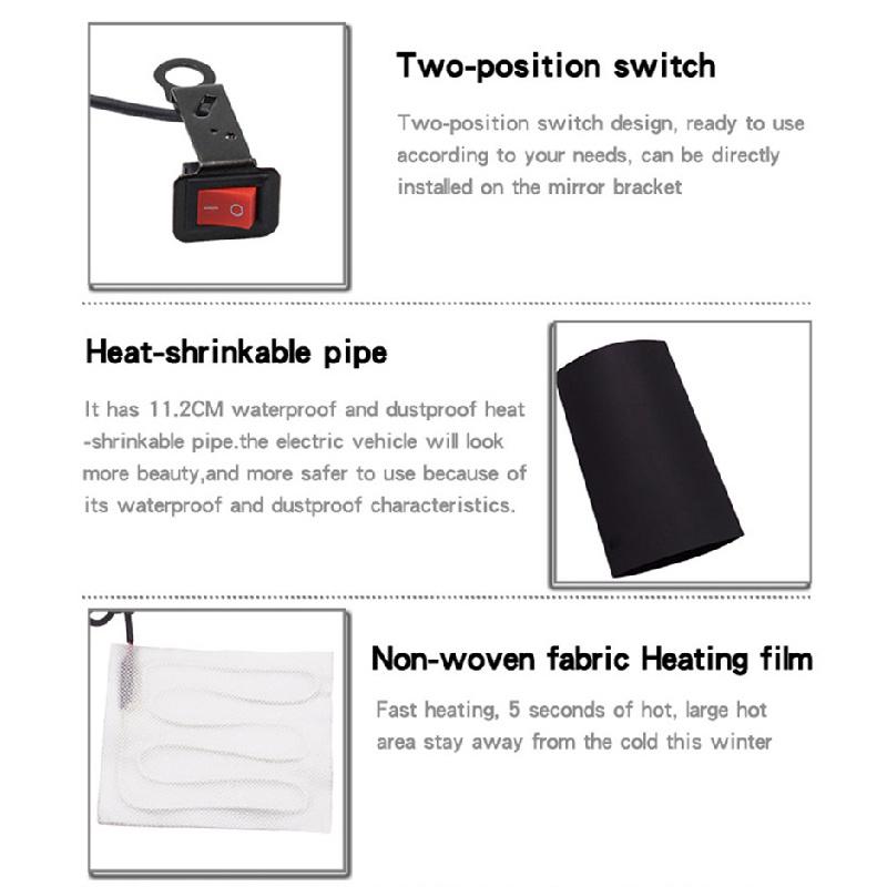 Handlebar Electric Bike Hand Grip Handle Heated Non-Woven Set 20V-100V E-Bike