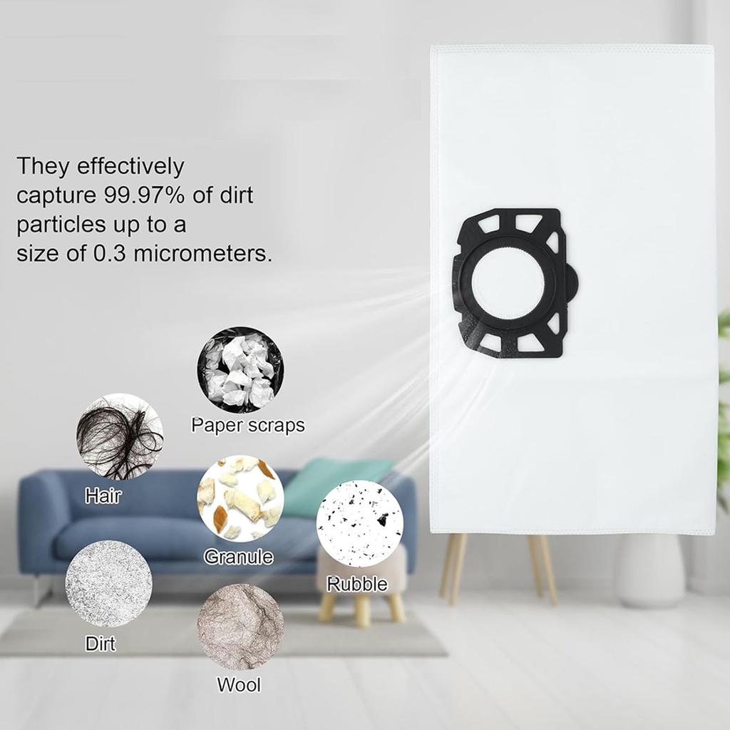 Set aus 6/15 Praktischen Staubbeuteln Einfache Installation Staubsaugerbeutel Vliesstoff Filtration Staubauffangbeutel für WD4 WD5