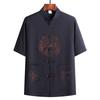 Chinese Style Mens Short Sleeve Suit With Dragon Phoenix Pattern Embroidery For Summer Casual Wear