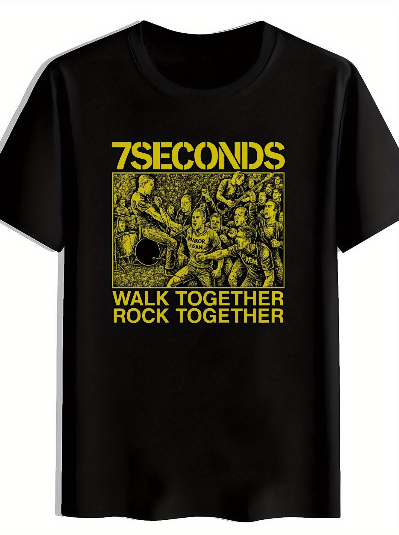 

Vintage Rock Band Graphic T-shirt - 7SECONDS Print Short Sleeve Round Neck L