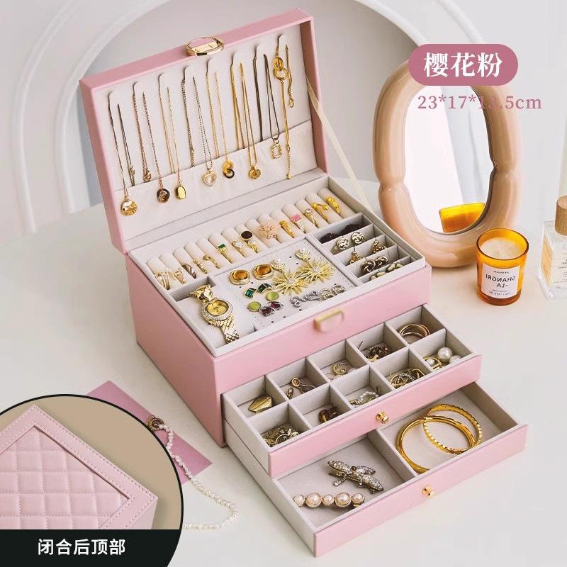 Jewelry Storage Box High-end Delicate Necklace Earrings Gold Jewelry Box Large Capacity Multi-layer Jewelry Box