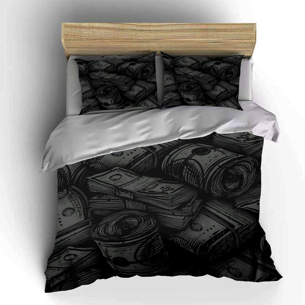 Money-Themed Art Set Decor Multiple Sizes Kid'S And Adults' Bedroom Exquisite 3Pc Bedding Set, Gift