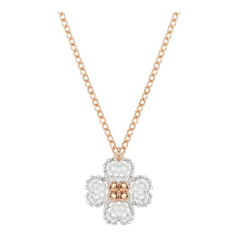 Swarovski Latisha Flower Pendant Rose Gold Plated Four Leaf Clover Lucky Double Sided Necklace Women s Pink 5636489