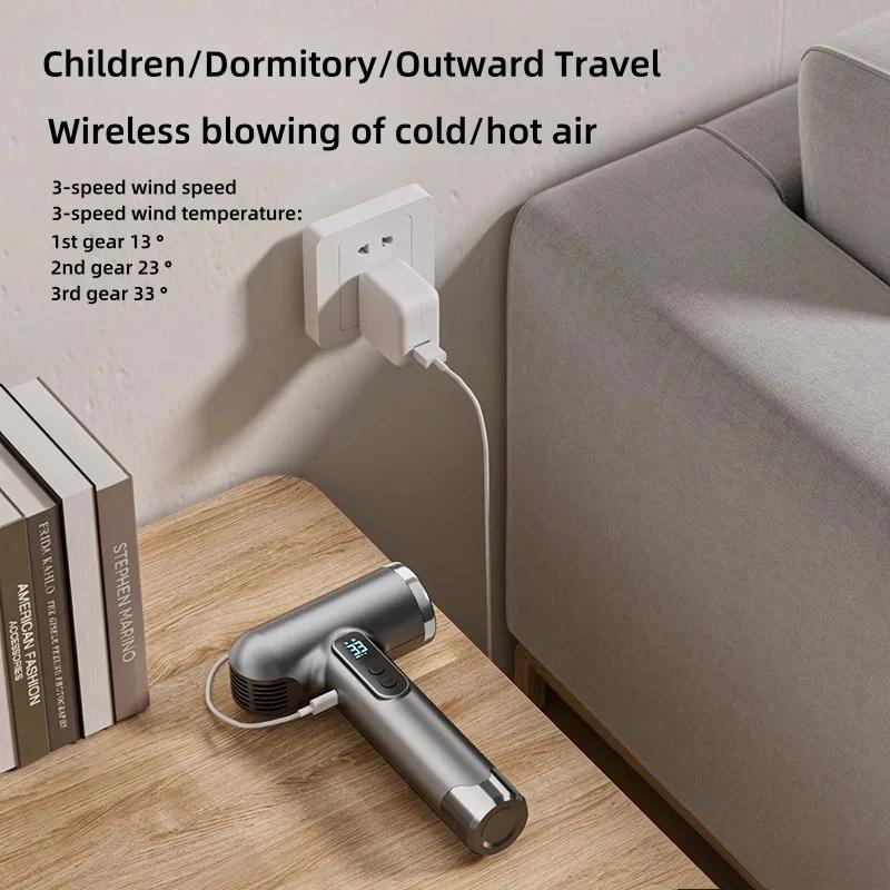 Super Portable Rechargeable Wireless Hair Dryer Negative Ions Usb Charging Powerful High Speed 3 Gears Hair Care for Home/Travel