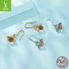 Cute Little Bee S925 Sterling Silver Earrings Female Personality Animal Zircon Crystal Stud Earrings Sce149