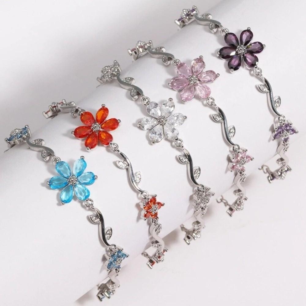 Y2K Chain Bracelet Crystal Women's Bracelet Sweet Flowers Bracelet
