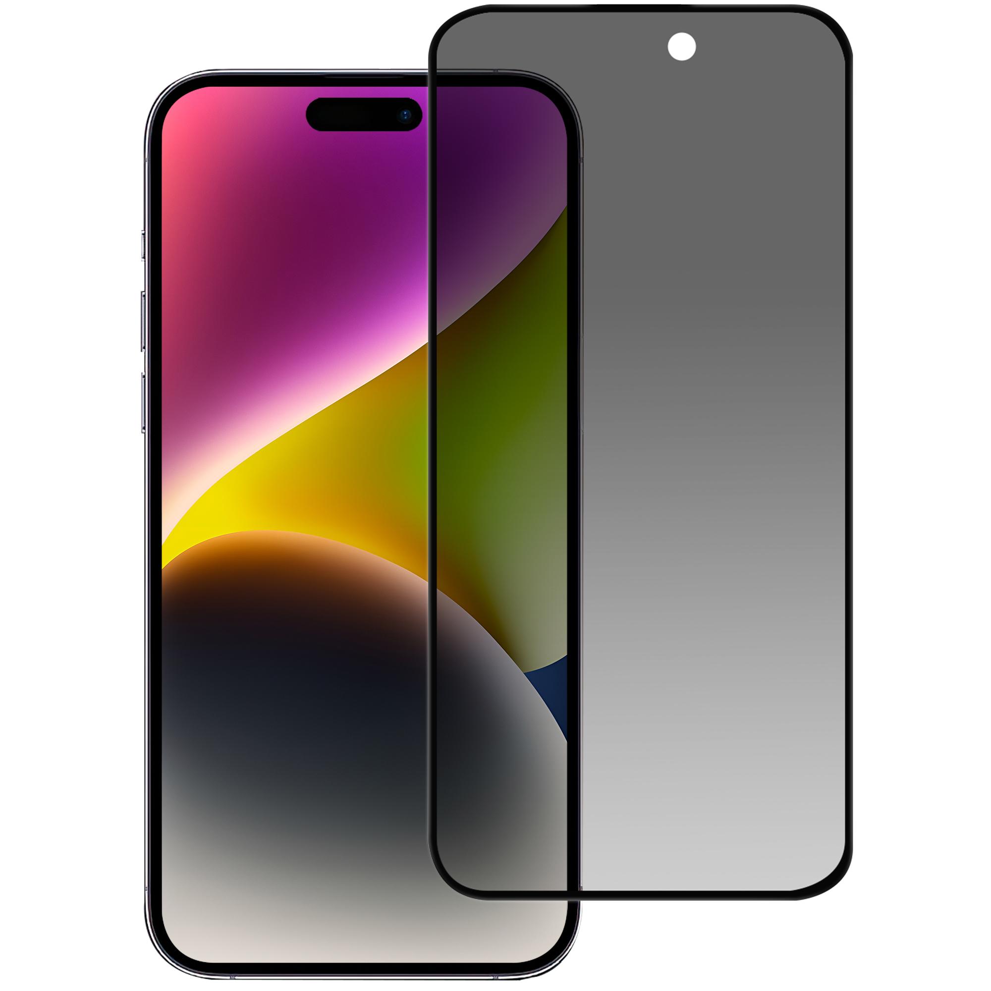 

For iPhone 15 Pro Anti-spy Tempered Glass Phone Screen Protector 2.5D Arc Edge Anti-explosion Film Type A