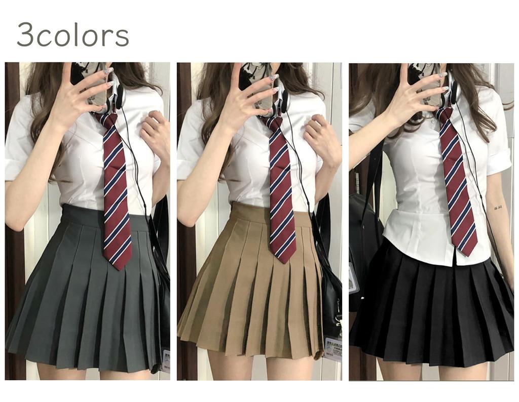 Uniform Skirt Uniform Set Pleated Skirt Halloween Costume Cosplay Photo Shoot Party Costume JK Skirt Long Sleeve White Shirt Tie School Skirt 3 Piece