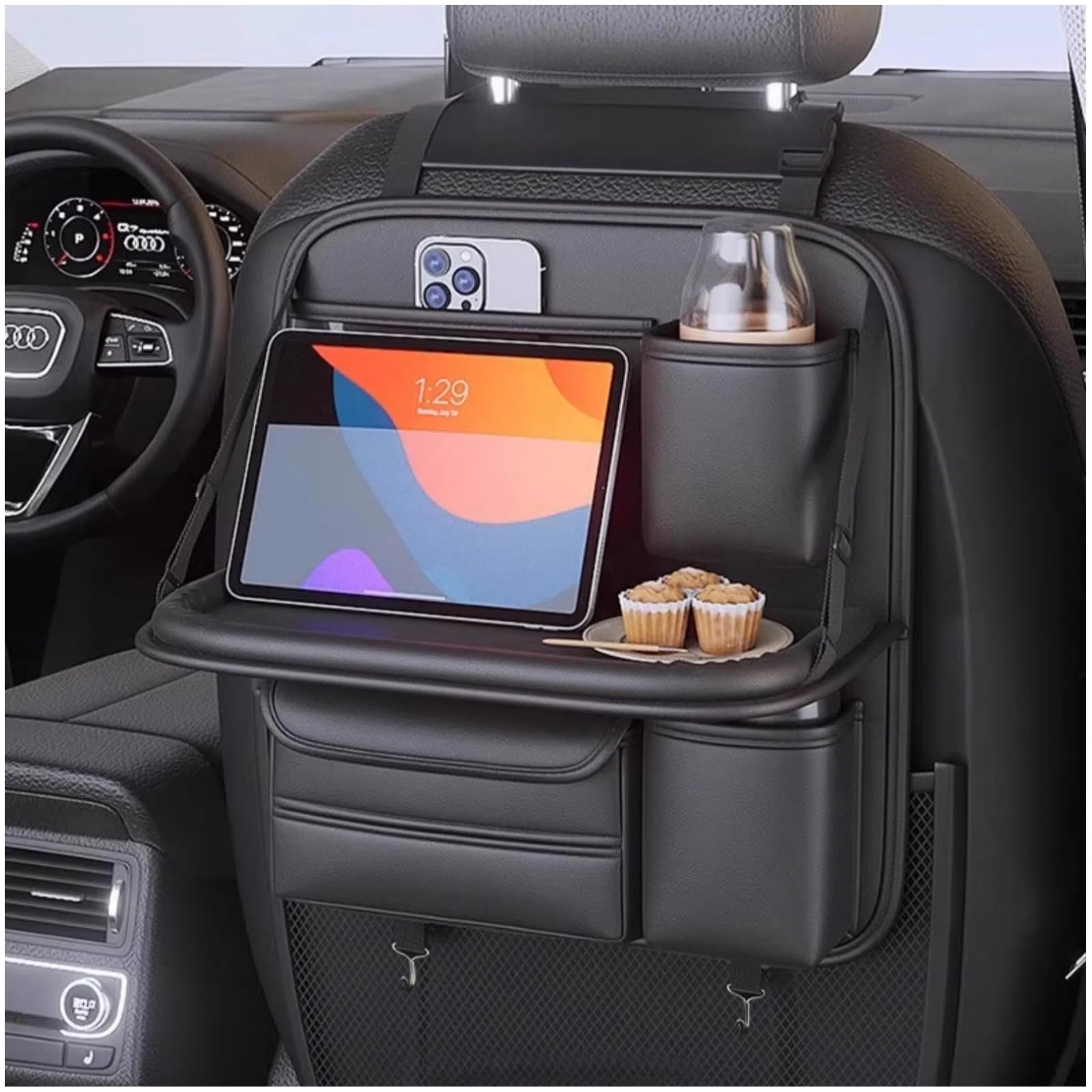 

SOEDZUNG Car Storage Convenient Car Car Backseat Tissue Backseat Drink iPad Storage Foldable Easy Medium Long Size Organizer, Accessories, Table, чёрный