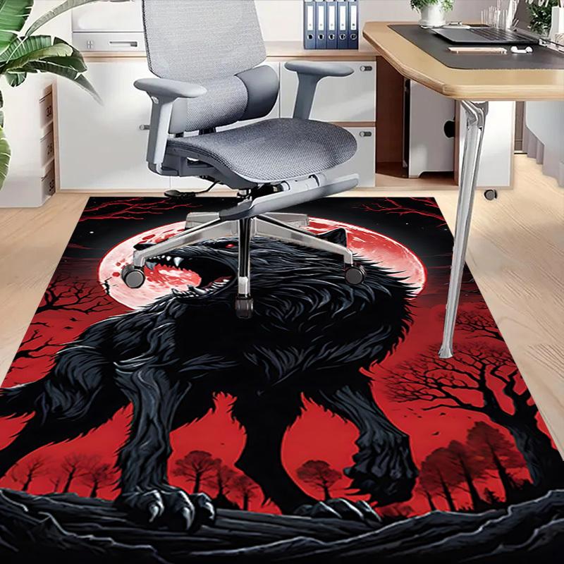 1pc Wolf Howling Moon Carpet Anti Slip Polyester Floor Mat for office.Bedroom