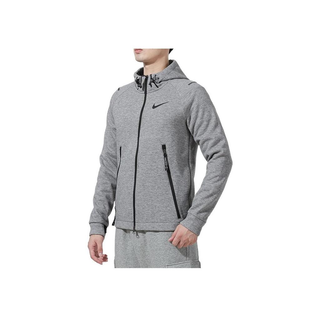 Nike Knit Sport Hooded Logo Jacket Men Outerwear Grey DD1879-010