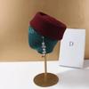Women 100%  Wool Felt Berets Vintage Hard Concave Top Fedoras Hats Wedding Fascinator Hats Cocktail Party Bridal Pillbox Cap