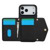 For iPhone 17 Pro Max Case Card Holders RFID Blocking PU Leather + TPU Phone Back Cover with Shoulder Strap