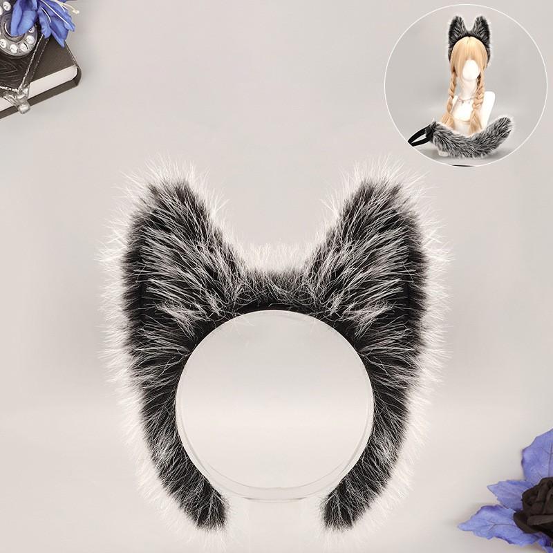 Halloween Werwolf Cosplay Set: Plüsch Wolfsohren Stirnband Schwanz Handschuhe Beinstulpen - 6-teiliges Kostümzubehör-Set