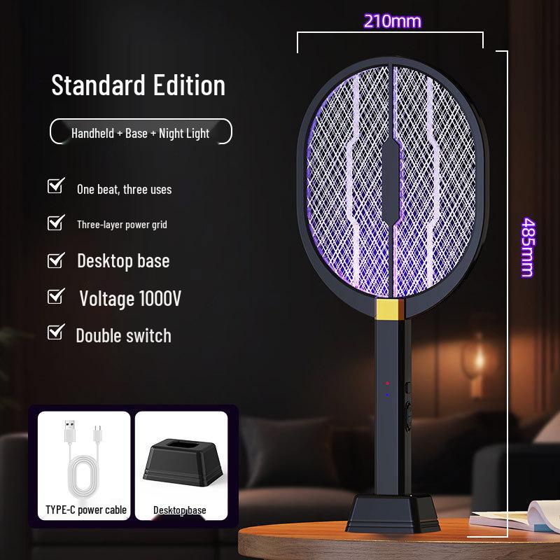 Rechargeable Electric Mosquito Swatter & Lamp: Two-in-One Outdoor Fly and Mosquito Killer for 2026 Hot Sale.