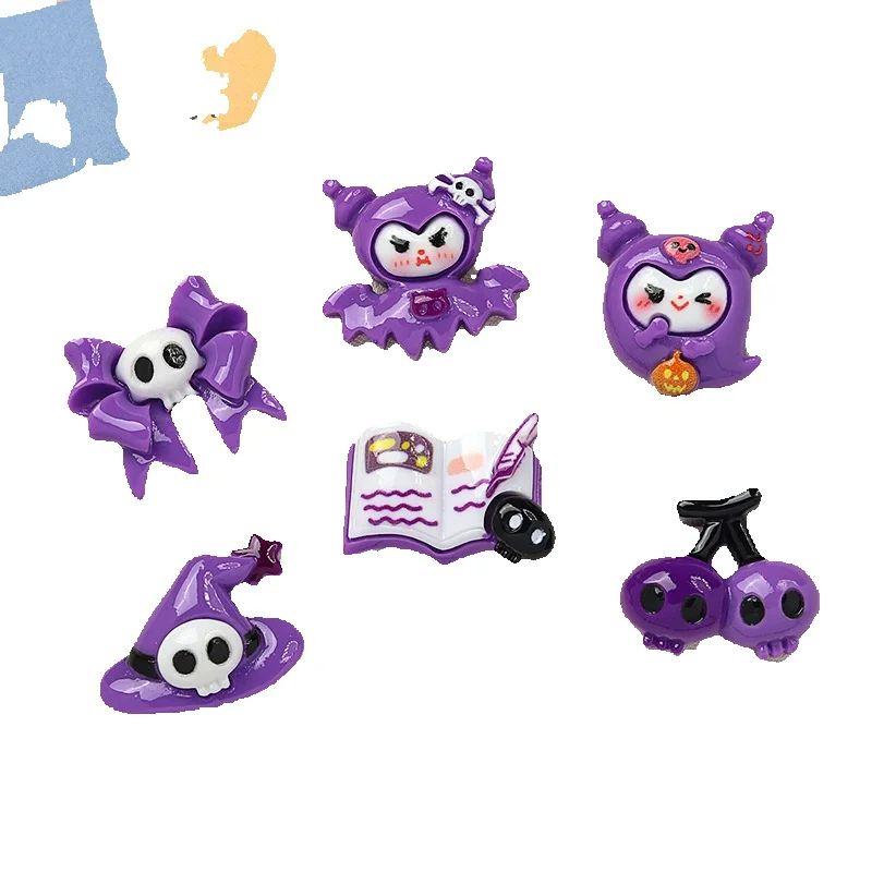 10 Pcs New Cartoon Halloween Book Black Bat Animal Series Resin Scrapbook Diy Jewelry Party Children Gift Hairpin Accessories A8