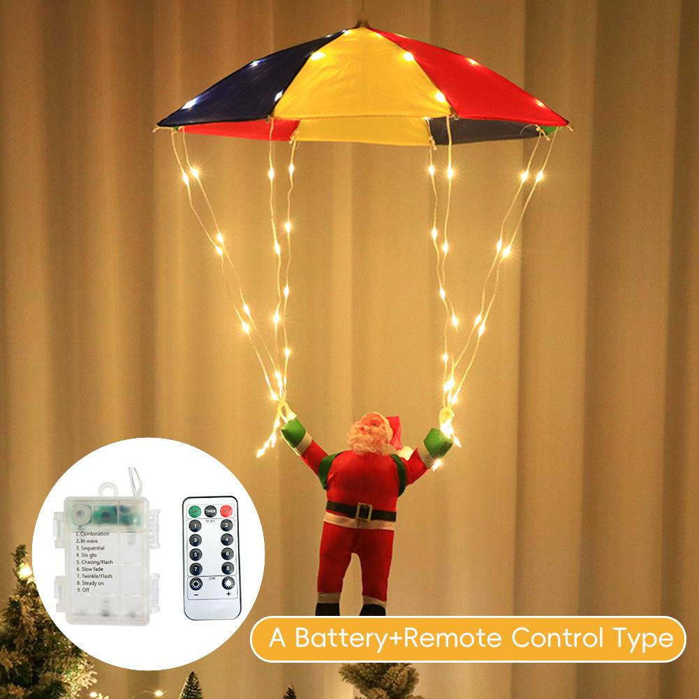 USB Power 2Colors Christmas String Lights LED Santa Claus Parachute Light String Indoor and Outdoor Christmas Atmosphere Decora