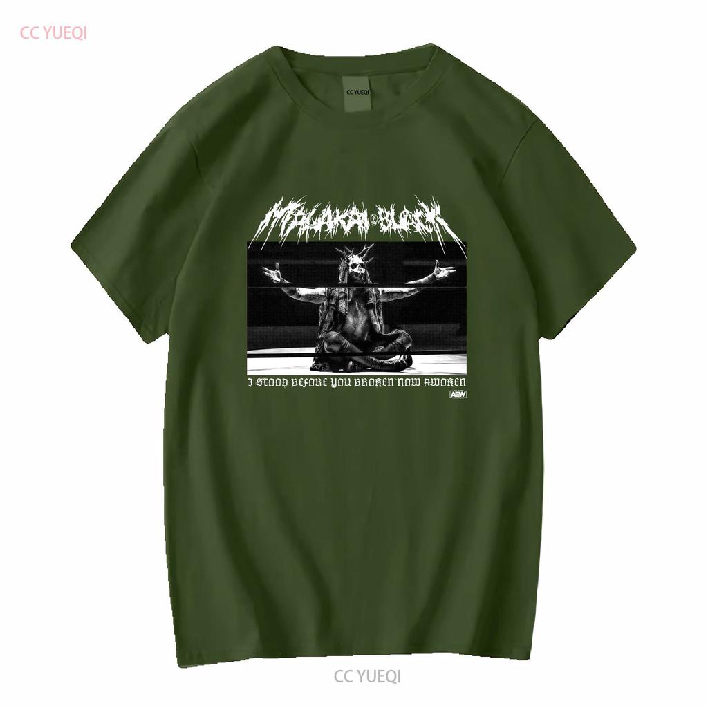 Malakai Black Now Awoken Aew Official T Shirt Long Or Short Sleeves Vintage Washed Graphic Versatile Stylish Comfortable