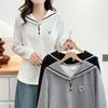 2026 Spring Plus Size Women's Sailor Collar Embroidered Hoodie - Long Sleeve, Casual Fashion for Chubby Girls