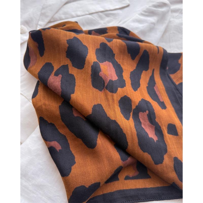 Women S Leopard Print Small Square Scarf For Sun Protection And Fashion
