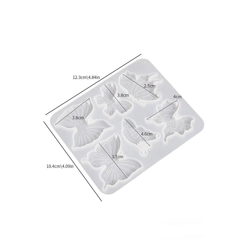WTEMPO 1set DIY Resin Butterfly Pattern Design Pendant Mold Keychain Silicone Mold Wardrobe Aroma Diffuser & Tag & Earrings Crafts Making Mold