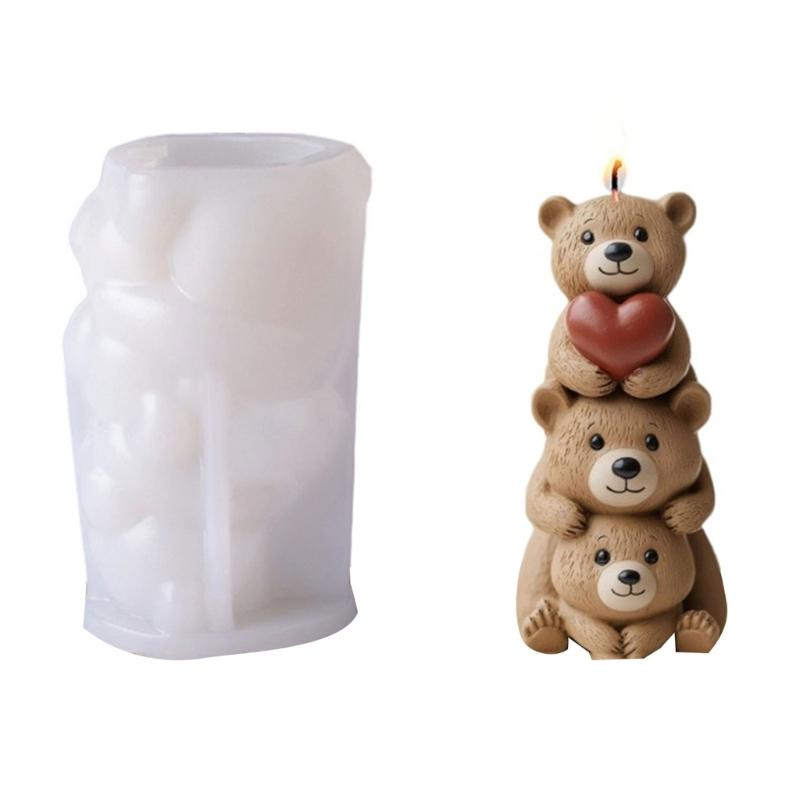 Stackable Bear Silicone Mould For Household Candle Soap Plasters Craft Family Projects Reusable