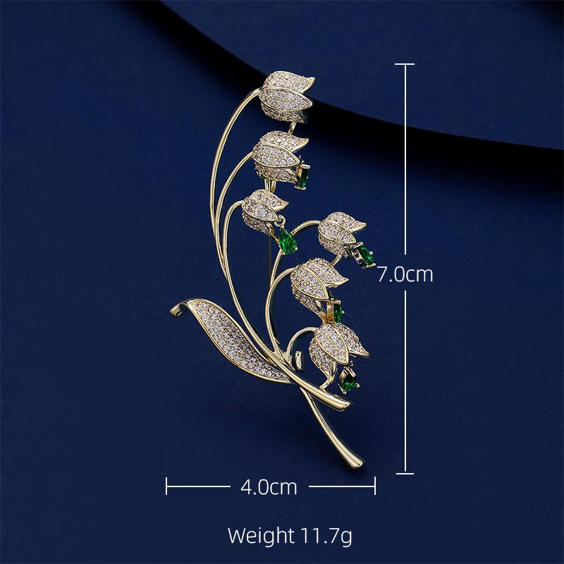 SUYU Trend Mody Elegancka Broszka Inkrustowana Cyrkoniami Luksusowa Broszka Damska Akcesoria do Płaszcza Pin Broszka Kwiatek Dzwonka Prezent